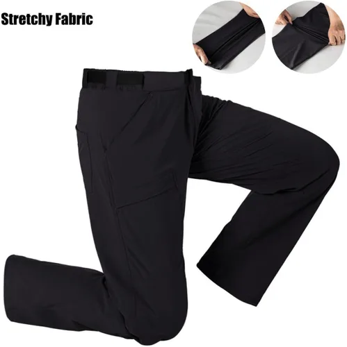 Miniatura 4 de FREE SOLDIER Pantalones de senderismo tipo cargo para hombre con cinturón, ligeros, impermeables, de secado rápido, tácticos, de nailon y elastano