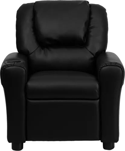 Miniatura 11 de Flash Furniture - Sillón reclinable contemporáneo para niños, color beige vinilo con base para vasos y reposacabezas