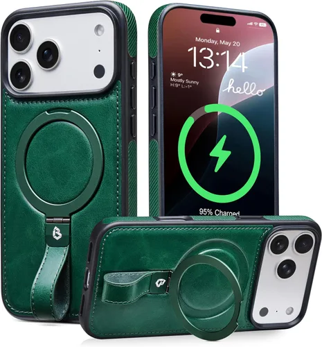 Miniatura 35 de Butaiga - Funda para iPhone 12 Pro Max con correa de cuero, soporte de anillo, color negro Finger Loop, Relieve Smartphone Pinky Strain