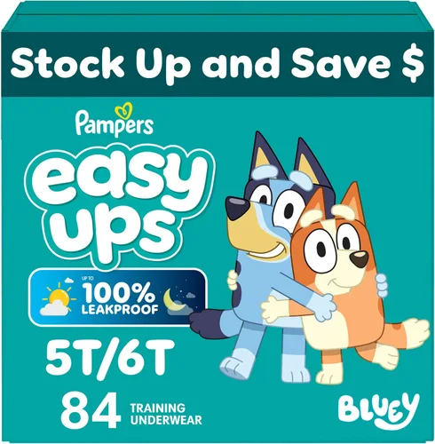 Miniatura 23 de Easy Ups - Pantalones de entrenamiento para niñas y niños, talla 4 (2T3T), 25 unidades, ropa interior de entrenamiento absorbente Bluey, hasta un