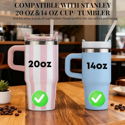 Miniatura 3 de Paquete de 4 popotes transparentes de repuesto para vaso Stanley de 20 onzas y 14 onzas, pajitas de plástico reutilizables de 8.85 pulgadas