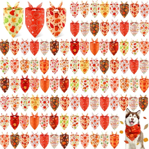 Miniatura 14 de Chunful 100 piezas de bandanas para perros a granel paquete de verano bufanda triangular babero pañuelo conjunto para accesorios de disfraz