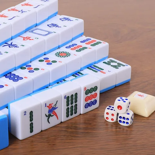 Miniatura 5 de Juego de Mahjong chino, juego de Mahjong con 146 azulejos grandes numerados (1.5", azul), juego de azulejos de Mahjong con estuche de transporte Set