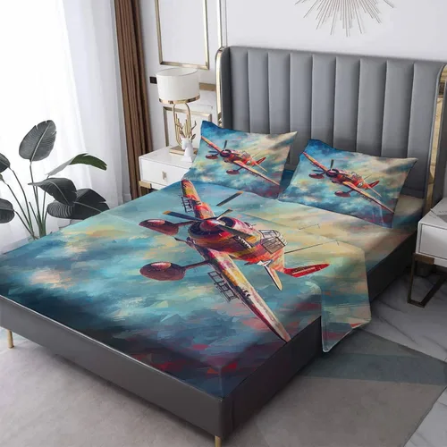 Miniatura 10 de Sábanas abstractas tamaño individual – Sábanas de cama geométricas modernas, microfibra suave y bolsillo profundo, sábanas y fundas de almohada