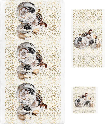Autumn Thanksgiving Bath Towels for Bathroom Set - Luxury Towels Gifts for Women,Quick Dry Beach Kitchen Hand Hair Face Yoga Workout Gym Towel and
