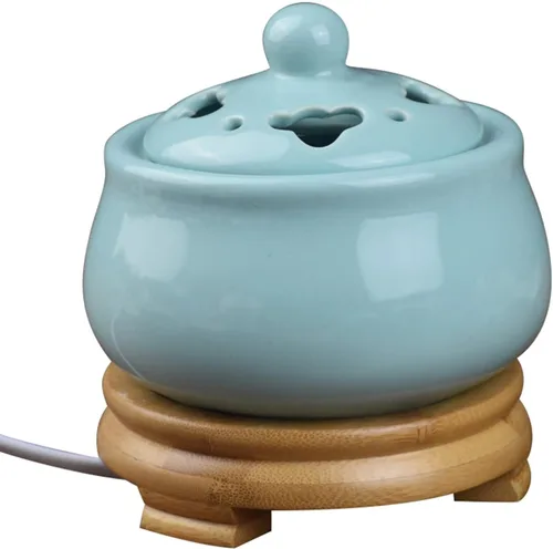 Miniatura 23 de Quemador de incienso eléctrico con temporizador, quemador de fragancia de cerámica de temperatura ajustable, difusor de aceite perfumado de resina