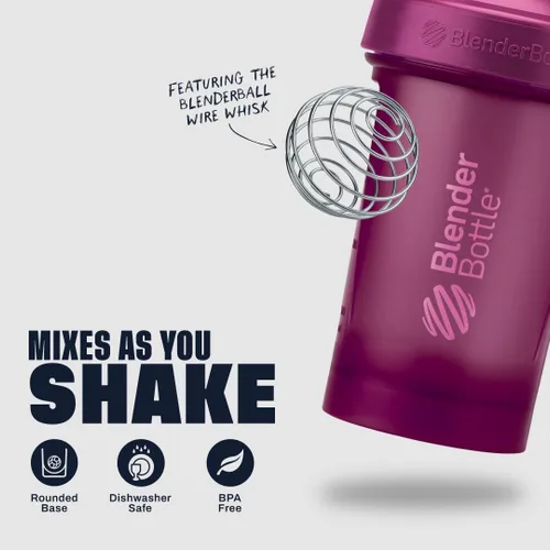 Miniatura 3 de BlenderBottle Classic V2 Botella mezcladora perfecta para batidos de proteínas y preentrenamiento, 28 onzas, color ciruela