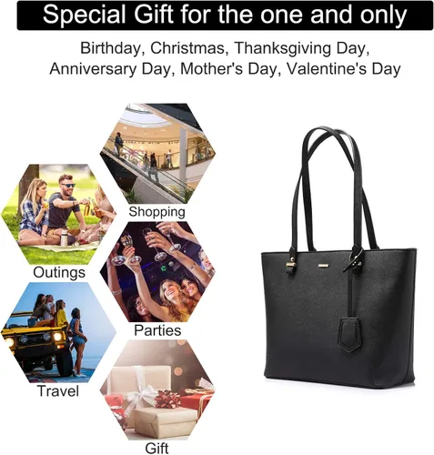 Miniatura 6 de Juego de 3 bolsas de mano para mujeres bolsa tipo tote para llevar colgada del hombro, bolso satchel y bolso hobo