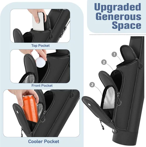 Miniatura 6 de Findway Bolsa de Soporte de Golf, [Espacio Generoso Mejorado] Bolsa de Golf Pequeña para Campo de Práctica, Par 3 y Campos Ejecutivos, Bolsa Ligera