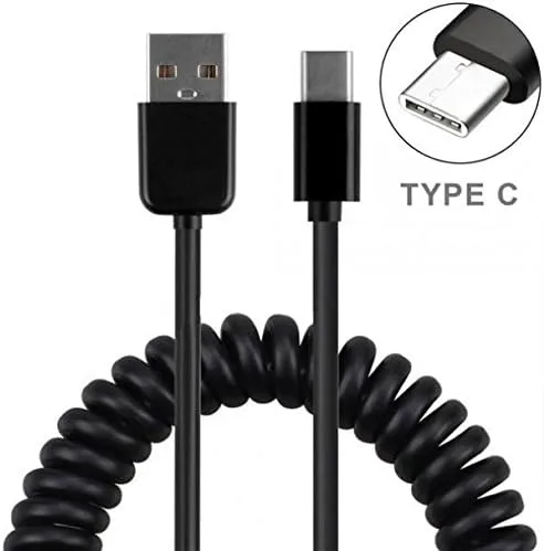 Miniatura 3 de Cable USB compatible con Motorola Moto G7 - Cable de carga tipo C en espiral Cable de alimentación USB-C para Moto G7