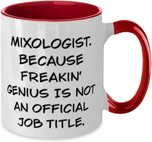 Miniatura 2 de Regalos mezclólogos inapropiados, mixólogo. Porque Freakin' Genius Is, lindo cumpleaños dos tonos 11oz taza para compañeros de trabajo de jefe
