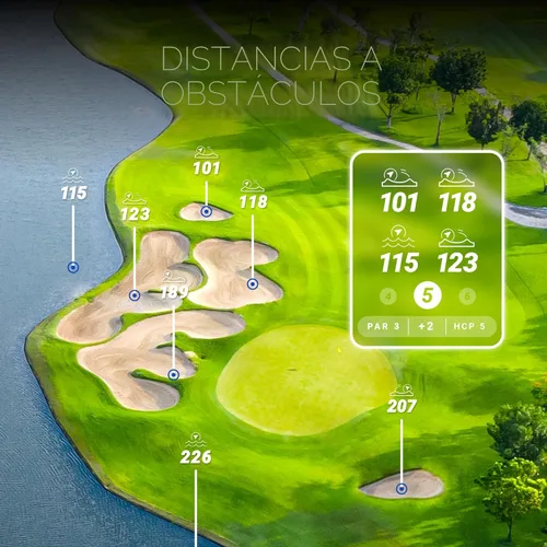 Miniatura 7 de Blue Tees Golf Player+ Altavoz GPS alimentado por IA - Pantalla táctil, batería de más de 10 horas, más de 40,000 campos, distancias visuales y Negro