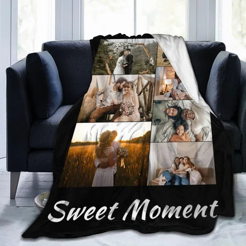 Miniatura 9 de Manta de cama personalizada con texto de fotos, mantas personalizadas con collage de fotos, mantas personalizadas para regalo de cumpleaños 1 Foto