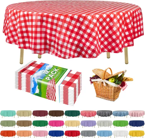 Miniatura 91 de Zimpleware - Mantel redondo de plástico para fiestas de 213 cm (84 pulgadas) de diámetro (paquete de 1, 6 y 12 unidades)