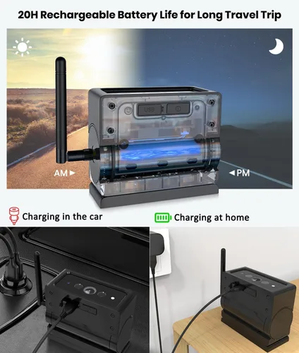 Miniatura 3 de Foxpark Cámara de respaldo inalámbrica magnética con monitor de pantalla dividida de 7 pulgadas, instalación de bricolaje de 2 minutos y sistema
