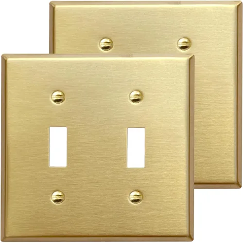 Rio Salto Colección Signature BRAS Signature Colección de tamaño mediano de metal dorado con interruptores de palanca doble para luz de pared,