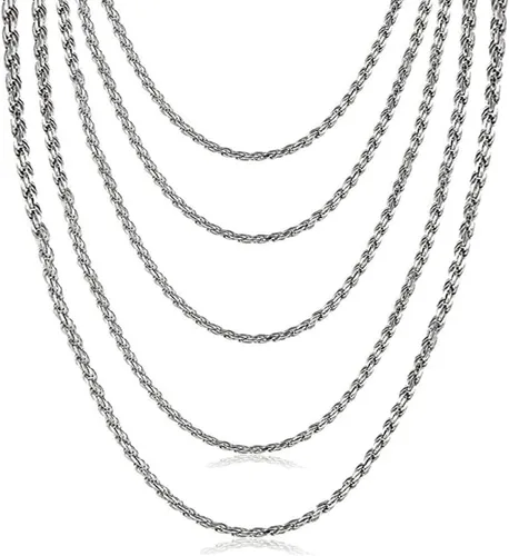 VNOX Collar de cadena de cuerda francesa de acero inoxidable para hombres y mujeres, 16182022242826282830323436 pulgadas