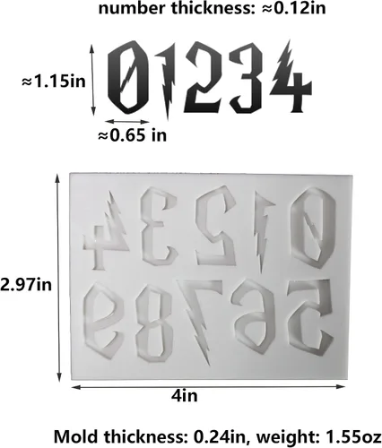 Miniatura 4 de Juego de moldes de silicona de 3 piezas para letras y números en forma de rayos mágicos - Ideal para pasteles de fondant, chocolate, manualidades