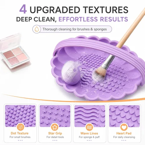 Miniatura 4 de Pinkiou Makeup Brush Cleaner Mat, 3-in-1 Silicone Cosmetic Brushes Cleaning Bowl with Hanging Drying Mesh & Holder Organizer, Multi-Texture Wash Pad