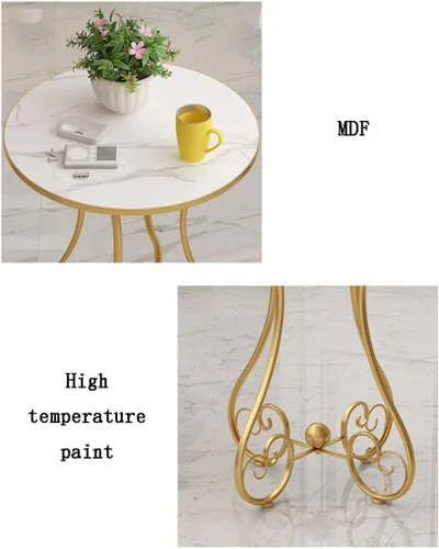 Miniatura 4 de Mesa de Centro Small Round Coffee Table for Living Room European-Style Side Table with Metal e Modern and Simple Sofa End Table for Balcony Small