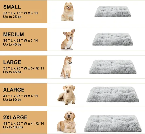 Miniatura 4 de BFPETHOME Camas para Perros Grandes, Cama de Felpa para Jaula de Perro Mullida y Acogedora Almohadilla para Perrera para Dormir y Aliviar la Gris