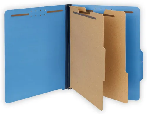 Universal UNV10301 Carpetas de clasificación de cartón prensado de tamaño carta con 2 divisores de color brillante - Azul cobalto (10/caja)