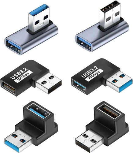 Miniatura 9 de UCEC Adaptador USB de 90 grados, adaptador de ángulo recto USB 3.2, ángulo izquierdo y recto horizontal USB A macho a USB A hembra, conector