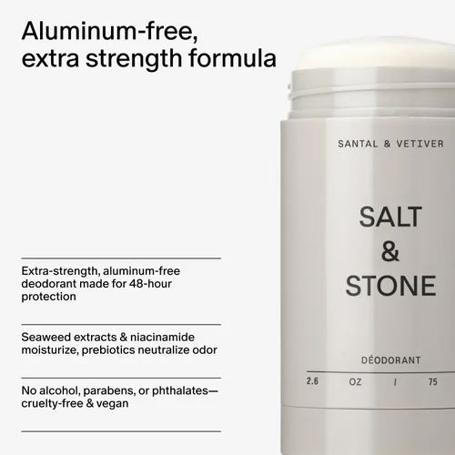 Miniatura 6 de SALT & STONE Desodorante sin aluminio Protección extra fuerte de 48 horas para mujeres y hombres Fabricado con extractos de algas marinas