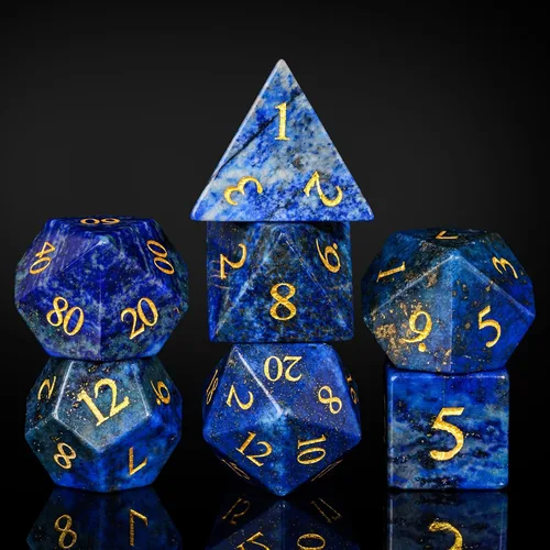 Miniatura 36 de UDIXI Juego de dados de piedras preciosas de amatista, dados DND de piedra de cristal D&D con estuche de regalo para juegos de rol y juegos de mesa
