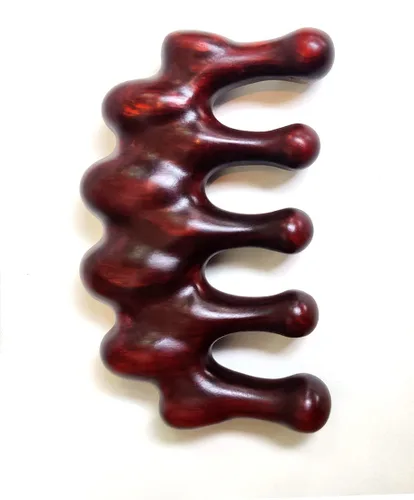 Miniatura 9 de Peine de masaje de madera Gua Sha Peine de dientes anchos para cuero cabelludo, facial, masaje corporal, masajeador de sándalo natural, herramientas