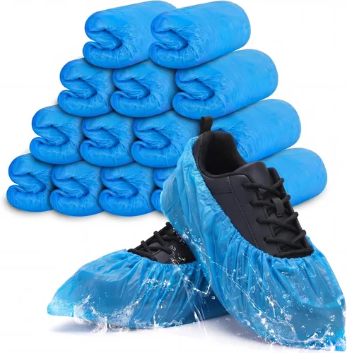 Vabean 200 fundas desechables para zapatos, cubierta para botas, impermeables, antideslizantes, para interiores, alfombras, suelos y lugares de Azul