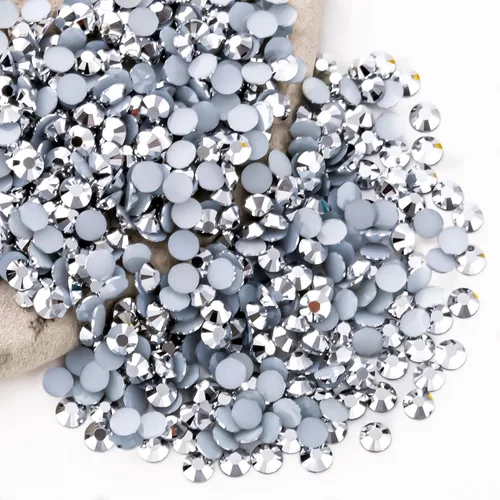 Miniatura 53 de Diamantes de imitación AB verdes a granel, 5000 piezas de diamantes de imitación de fondo plano redondos de gelatina AB sin fijación térmica, gemas