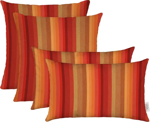 Miniatura 19 de RSH DECOR: Sunbrella Lumbar & Square Pillows Set of 4 20" x 12" & 17" x 17" Water & Fade-Resistant Fabric Outdoor Throw Pillows for Patio