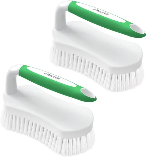 Amazer - Cepillo de limpieza con agarre cómodo para ducha, cerdas rígidas con mango, cepillo limpiador resistente para tina, fregadero, alfombra,