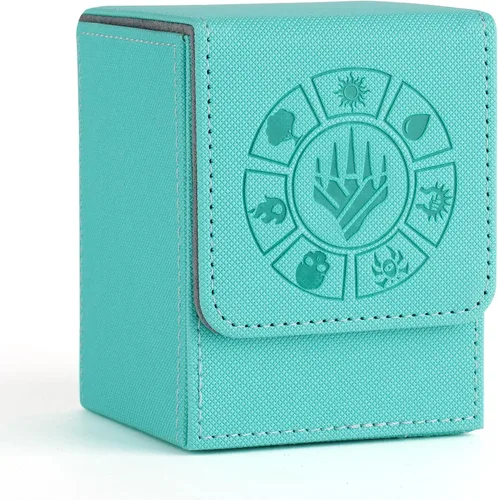 Miniatura 12 de Caja de cubierta Arkeiliy MTG con funda para 50 cartas, caja de cubierta de piel para más de 110 cartas para Magic Commander, estuches Amarillo III