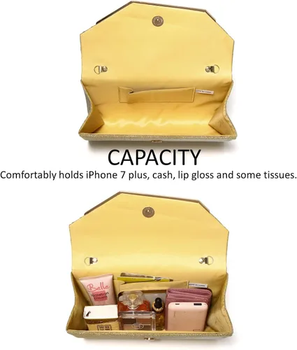 Miniatura 8 de DETARA Bolsos de noche para mujer, con lentejuelas y purpurina para mujer, bolso de mano brillante, bolso formal para boda, fiesta, baile
