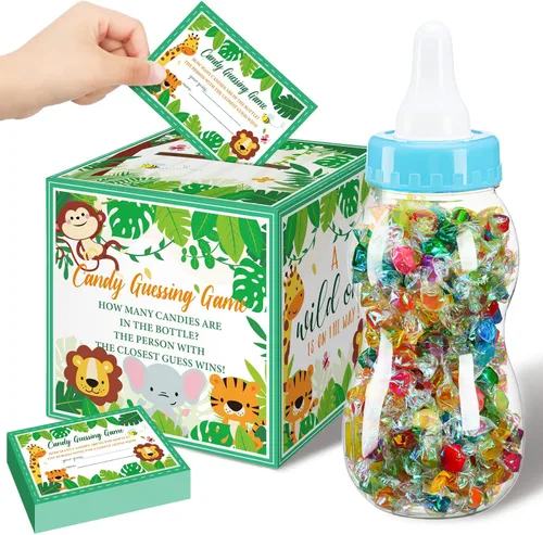 Miniatura 21 de Glenmal Juego de 52 piezas de regalo para juegos de baby shower, biberón grande para juego de ducha, adivina cuántos dulces decoraciones