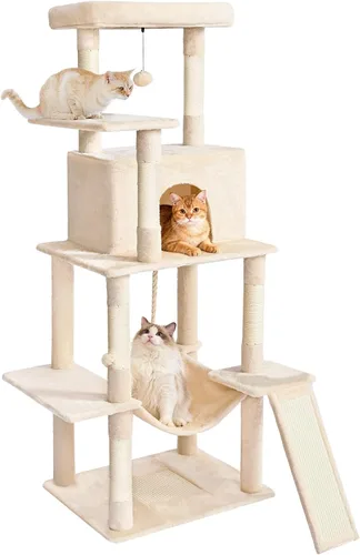 Cat Craft Cat Tree - Torre para gatos de 63 pulgadas para gatos de interior, árbol de gato de varios niveles para gatos grandes, 20 libras + torre