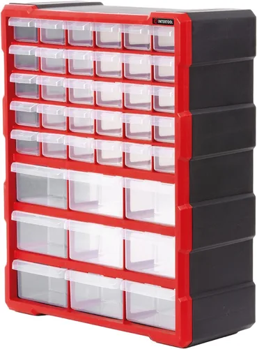 Miniatura 8 de INTERTOOL Organizador de piezas pequeñas – 12 cajones de contenedores extraíbles – Caja de herramientas para almacenar hardware y organización