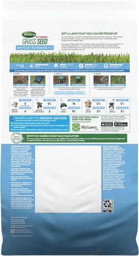 Miniatura 10 de Scotts Turf Builder Grass Seed Kentucky Bluegrass Mix - Grass Seed Plus Fertilizante para césped y mejorador de suelo, crece césped verde denso