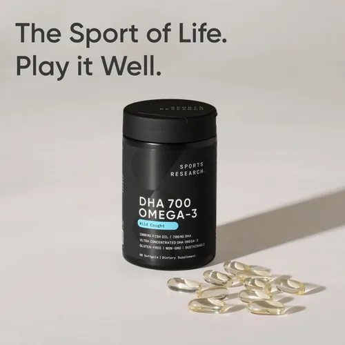 Miniatura 7 de Sports Research® Aceite de pescado DHA Omega-3 700 mg – Pescado capturado en la naturaleza de una sola fuente – Apoya la salud cerebral* – Burpless