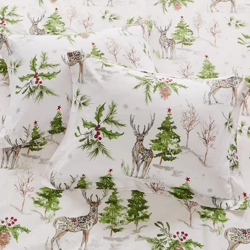 Miniatura 4 de Levtex Home - Juego de edredón con campanillas de trineo - Edredón individual 68x88 + una funda de almohada estándar 20x26 - Árbol de Navidad y reno