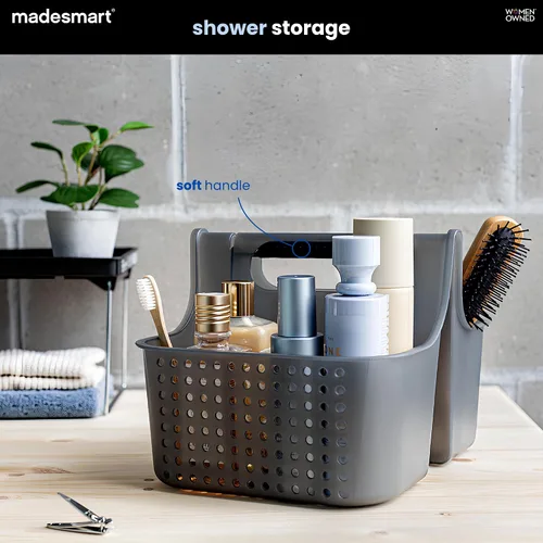 Miniatura 2 de madesmart Organizador de ducha portátil con mango suave, organizador de plástico para jabón, champú y artículos esenciales de baño, carbón Carbono