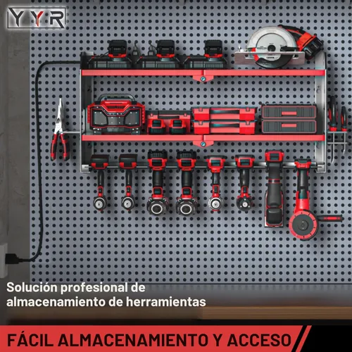 Miniatura 4 de YYR Organizador de herramientas eléctricas con estación de carga, soporte de pared, taladro inalámbrico y soporte de batería para organización