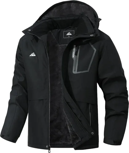 Chaqueta de esquí de invierno impermeable para hombre, chaqueta de snowboard de invierno impermeable con capucha y forro polar resistente al viento
