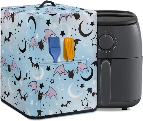 Gomyblomy Funda para electrodomésticos pequeños con diseño de murciélagos, protector de freidora de aire lavable con tema de Halloween, protector