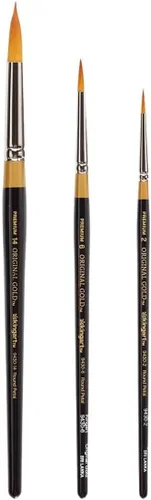 Miniatura 6 de KINGART Premium Original Gold 9430-2 - Cepillo redondo para artista, serie de pétalos florales, pelo sintético Taklon dorado, mango corto