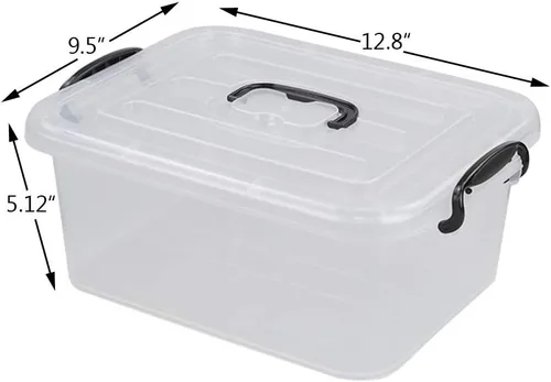 Miniatura 2 de Caja de almacenamiento de plástico transparente de 8 L con asa, paquete de 2