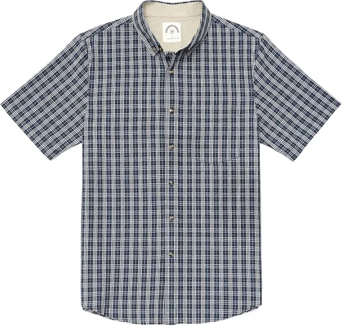 Miniatura 20 de Dubinik® Camisas de manga corta con botones para hombre, 100% algodón, a cuadros, camisas casuales con bolsillo