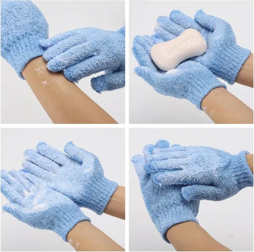 Miniatura 6 de BTYMS 24 guantes exfoliantes de ducha, guantes exfoliantes de manos, guantes de lavado de lufa para ducha, spa, masajes y exfoliantes corporales